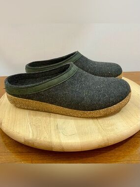 Haflinger Grizzly GZL Grey Wool Clogs Men’s Sz US 9 EU 42 Cork Footbed Mules